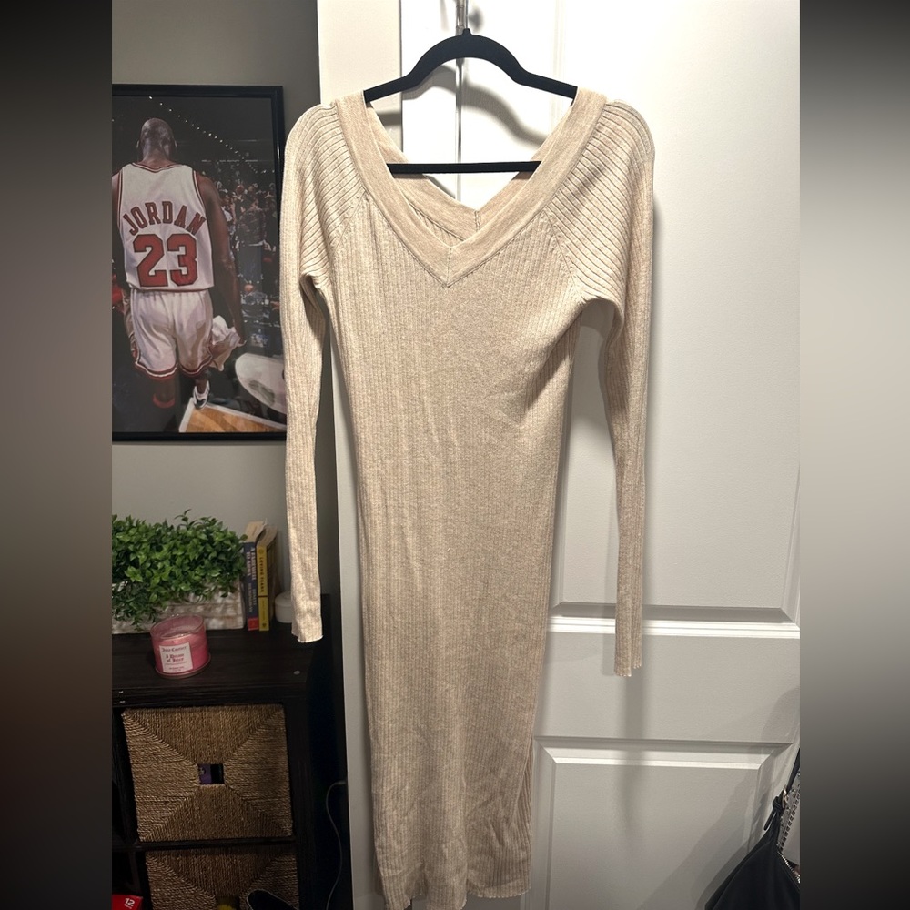 Knit ribbed midi dress longsleeve